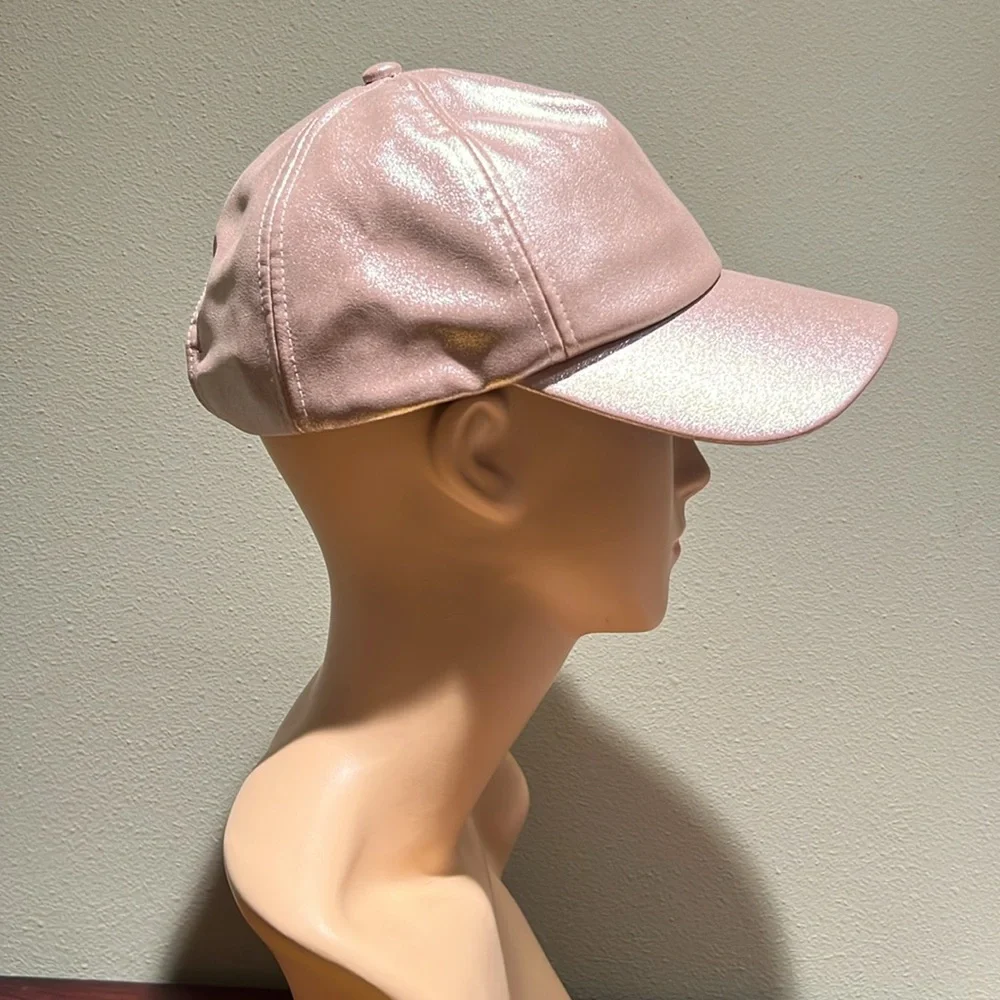 Guess Taupe Polyurethane Coated With Subtle Metallic Look Baseball Cap